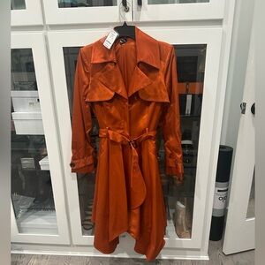 Bebe Satin Belted Trench in Orange size small new with tags coat